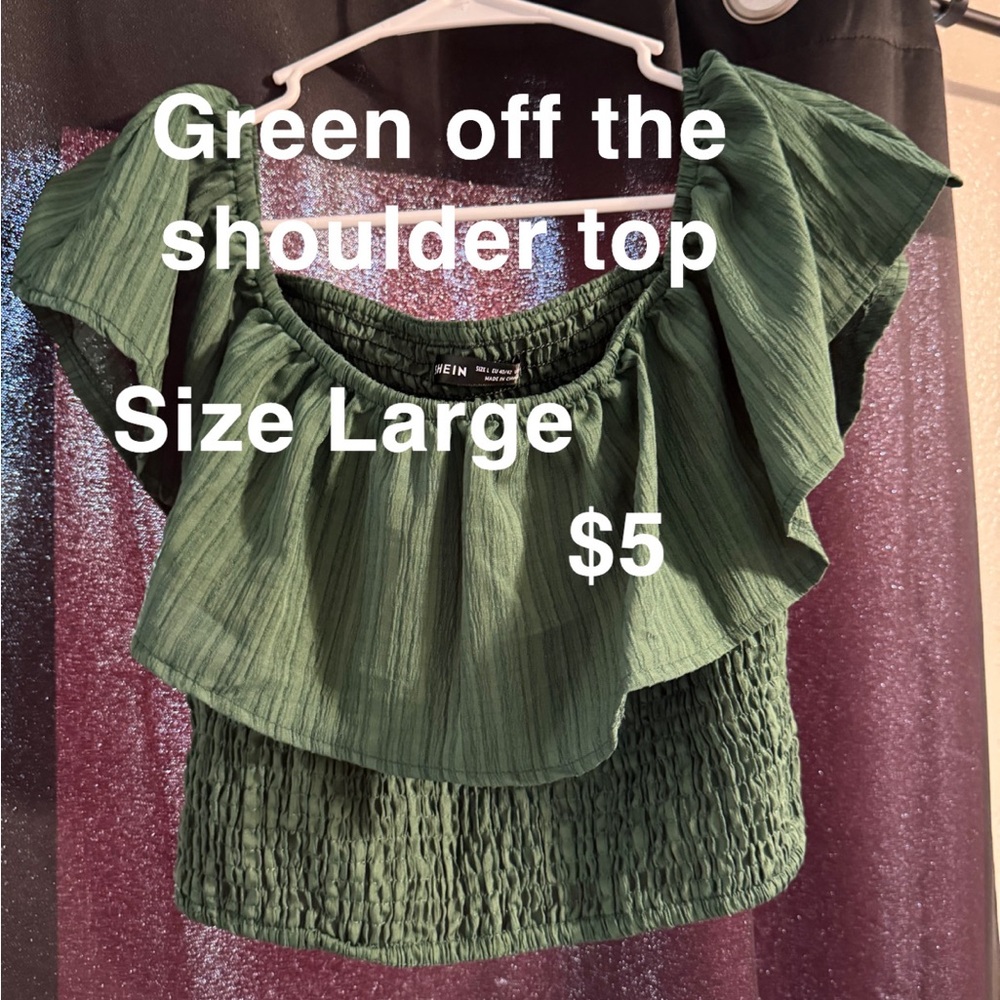 Shein Green Off-Shoulder Top
